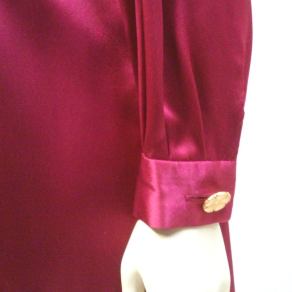 80s Satin Shirt Dress Pleated Shift Elegant Cocktail Barbiecore 10P - Picture 7 of 7